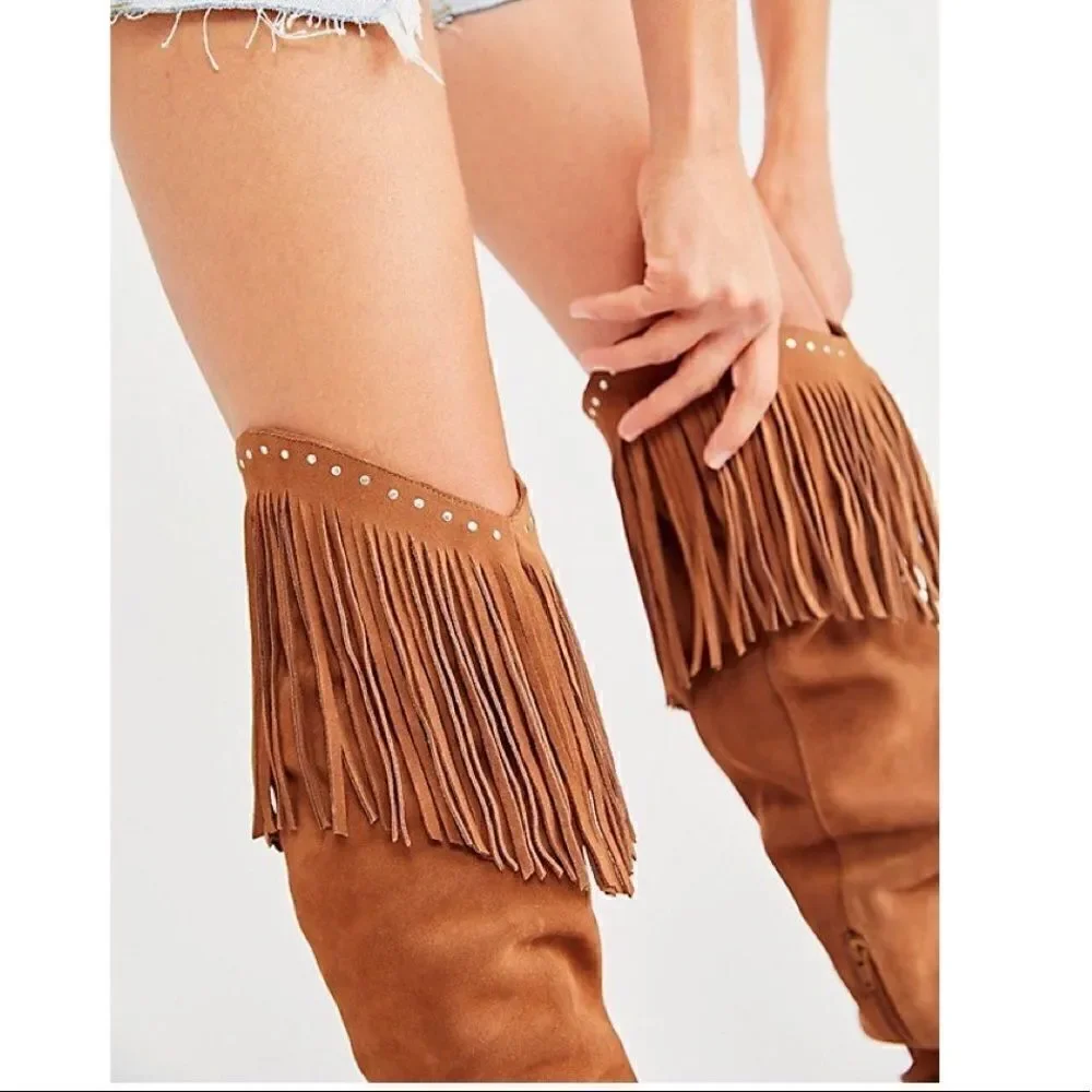 Free People Sage Fringe Over-The-Knee Boots